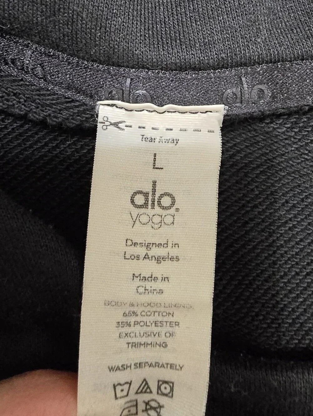 Alo Yoga Black Hoodie Sweatshirt Women's Large Zip Kangaroo Pocket